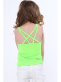 Tricou fete cu bretele duble verde fluo NDZ7772 - Magazin online - Boutique